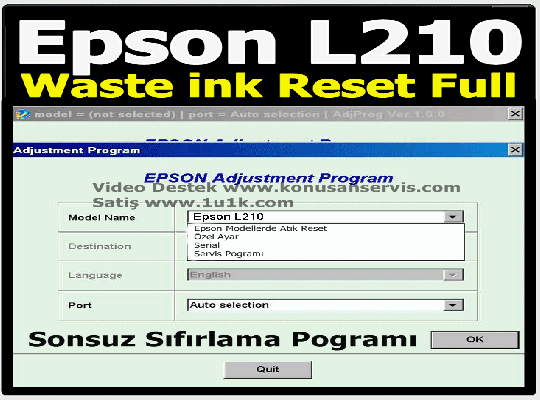 Reset Epson L210 Emici Dolu sınırsız